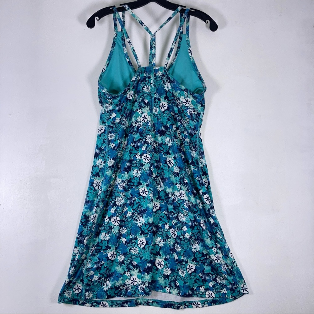 Patagonia Latticeback Floral Women Athletic Dress Sz M Blue Bra Soft  Stretch - Picture 2 of 12